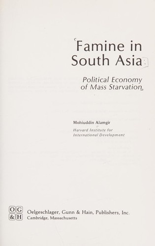 Cover of Famine in South Asia