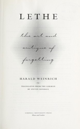 Cover of Lethe: The Art and Critique of Forgetting
