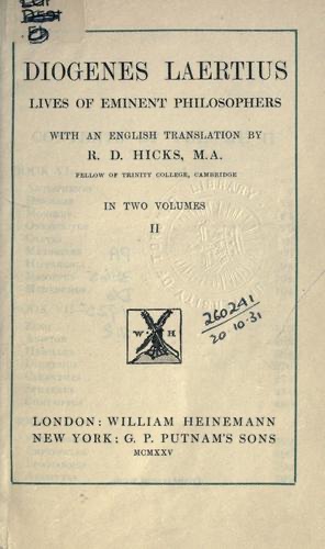 Cover of Lives of Eminent Philosophers