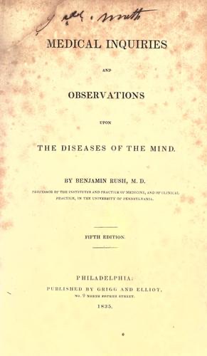 Cover of Medical Inquiries and Observations upon the Diseases of the Mind