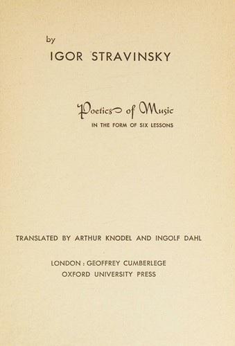 Cover of Poetics of Music