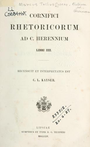 Cover of Rhetorica ad Herennium