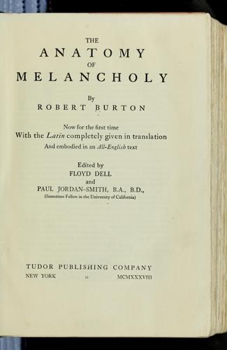Cover of The Anatomy of Melancholy