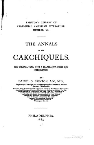 Cover of The Annals of the Cakchiquels