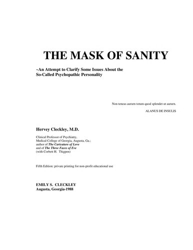 Cover of The Mask of Sanity