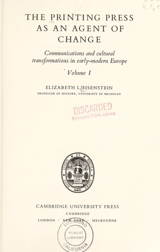 Cover of The Printing Press as an Agent of Change