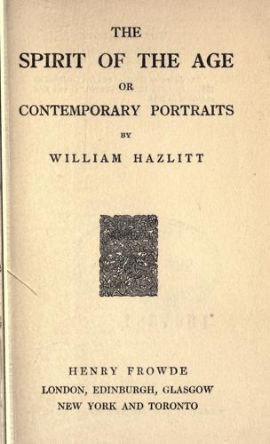 Cover of The Spirit of the Age
