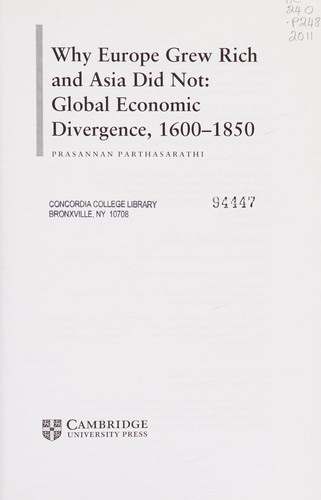 Cover of Why Europe Grew Rich and Asia Did Not